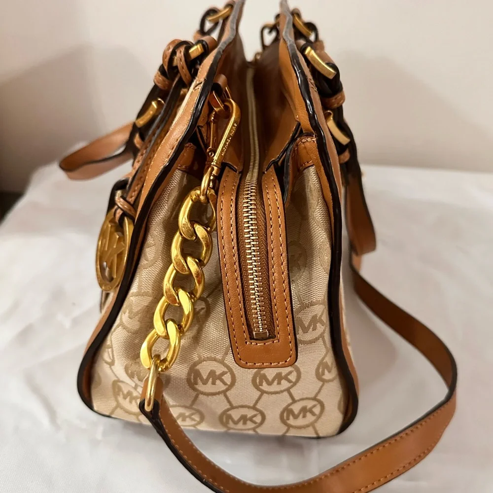 Michael Kors Cream and Tan Satchel